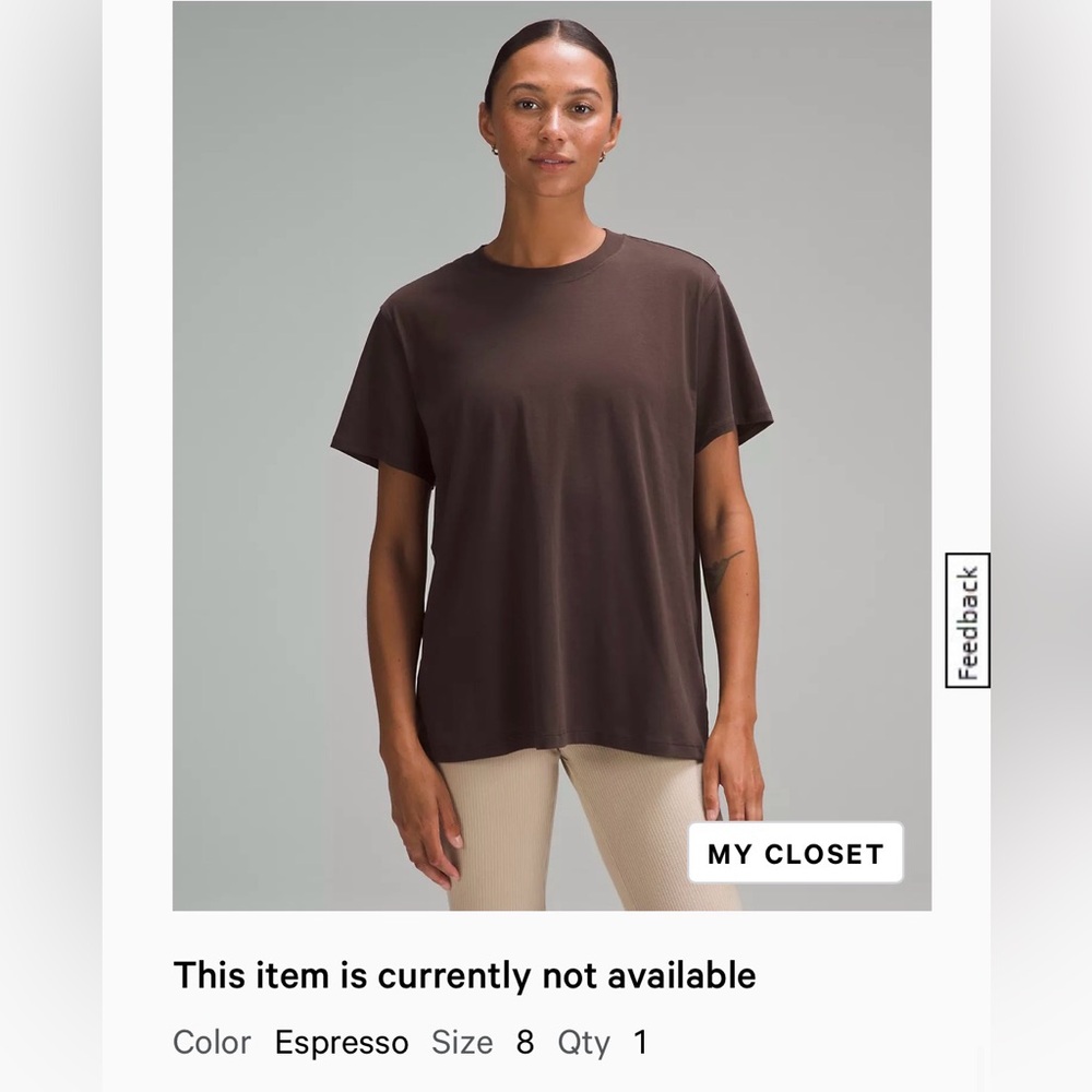 Lululemon All Yours Cotton T Shirt 8 Espresso